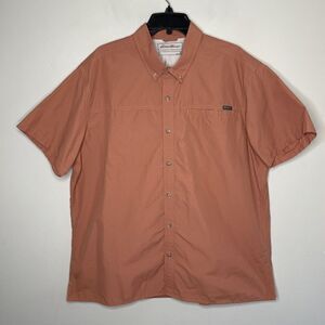 EDDIE BAUER Shirt Men XL Performance Button-Down Short Sleeve Lightweight Orange